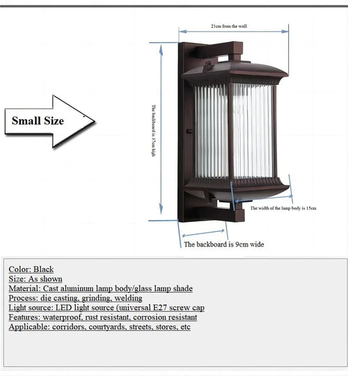 Waterproof aluminium outdoor wall light for garden and path