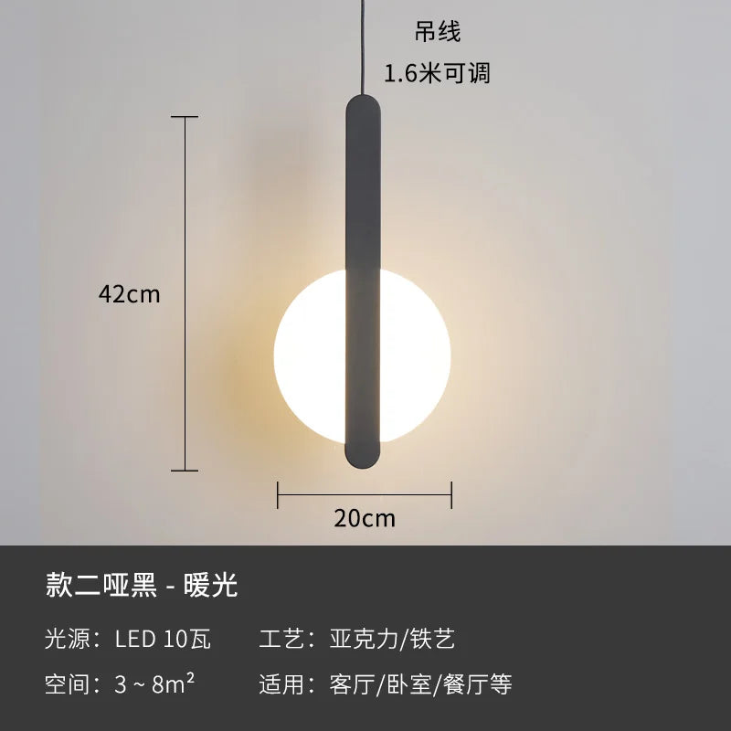 Modern geometric LED acrylic moon pendant light - vue 17 sur 24