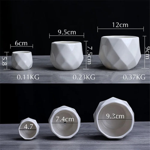 geometric ceramic flower pot for succulents - vue 6 sur 7