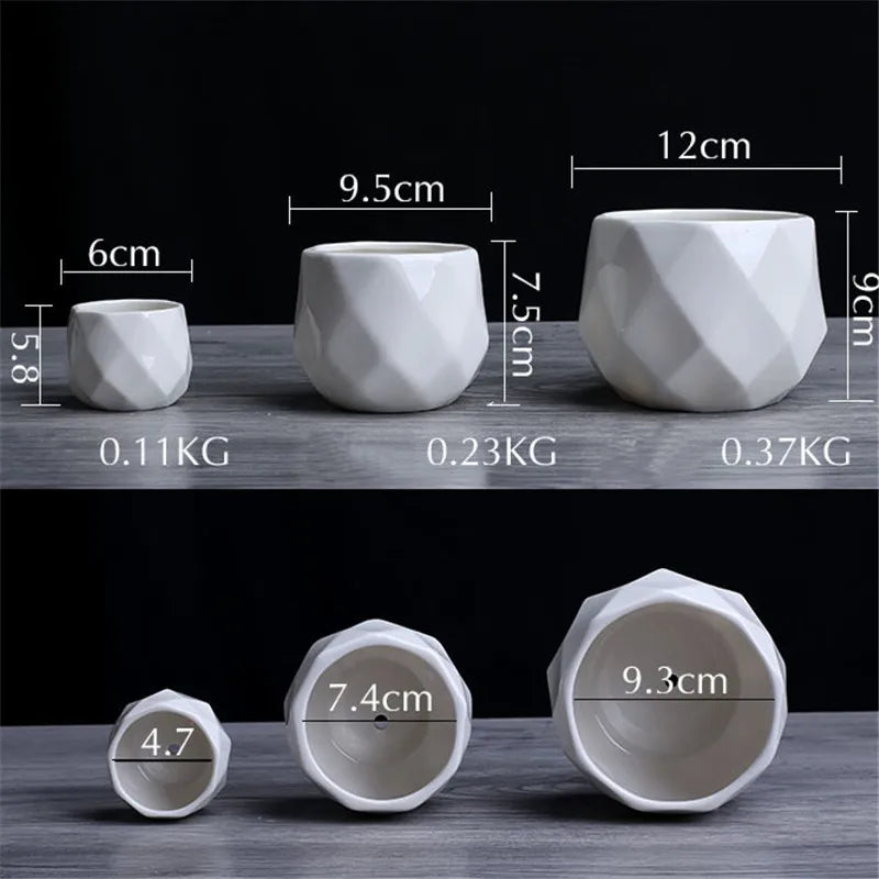 geometric ceramic flower pot for succulents - vue 5 sur 7