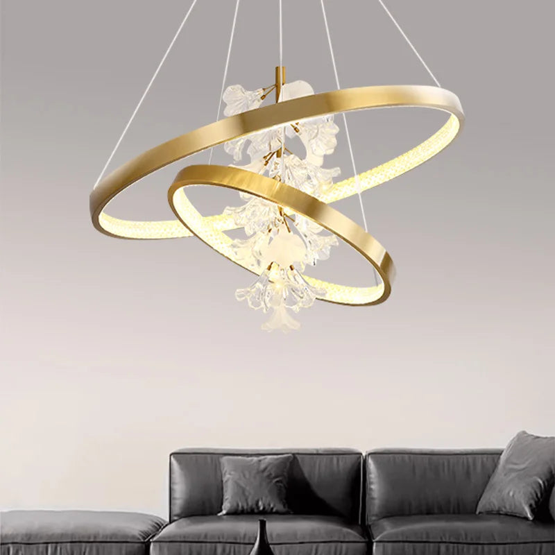 Modern flower-shaped glass chandelier for indoor lighting