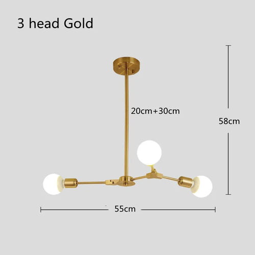 Modern Sputnik satellite chandelier with 3, 6 or 9 arms - vue 12 sur 12