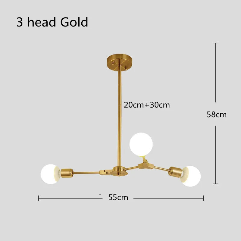 Modern Sputnik satellite chandelier with 3, 6 or 9 arms - vue 11 sur 12