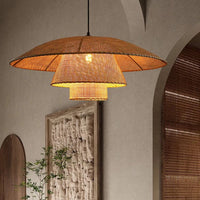Hand-woven vintage rattan pendant light for restaurants and hotels
