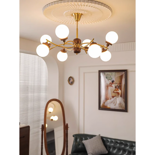 American retro wood and glass magic bean chandelier