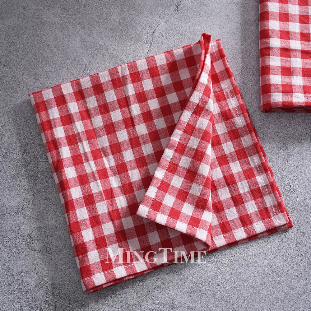 Reusable gingham cotton country style table napkin