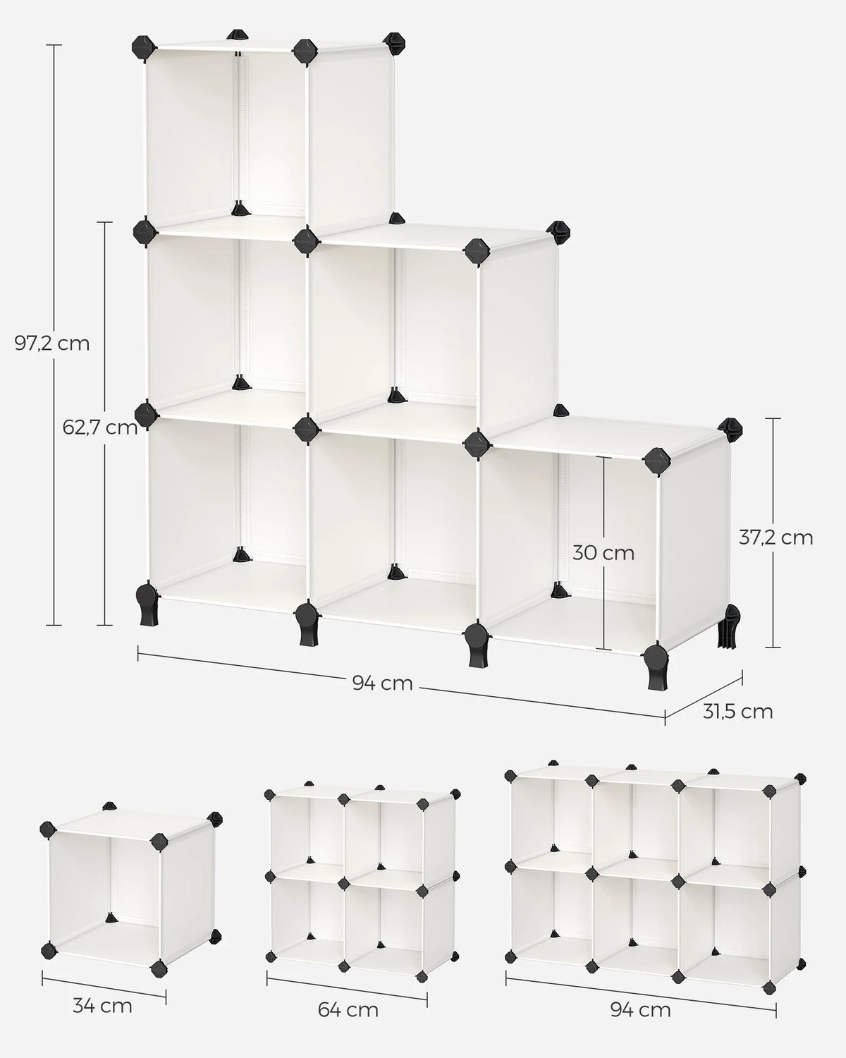 SONGMICS 6 Cube Storage Unit, Modular Plastic Cube Storage Organizer with Feet, Shoe Rack, Each Cube 30 x 30 x 30 cm - vue 6 sur 7
