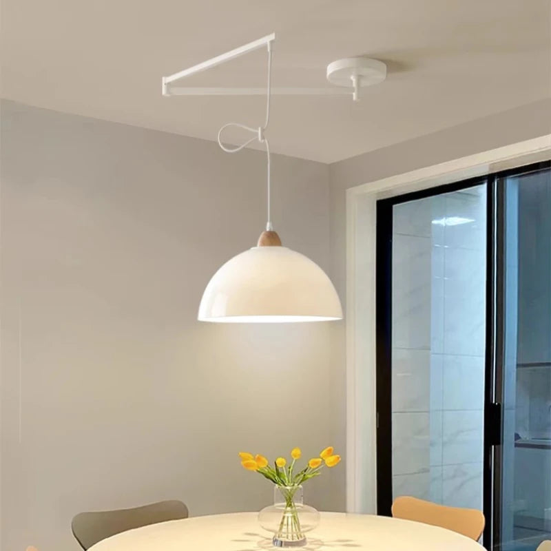 Modern adjustable LED dining table chandelier with telescopic arm