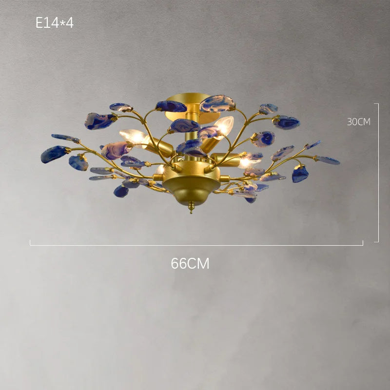 Natural agate LED chandelier ideal for romantic décor - vue 12 sur 15