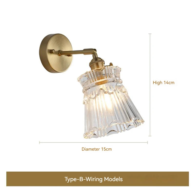 Scandinavian glass and brass LED wall light with battery switch - vue 15 sur 23