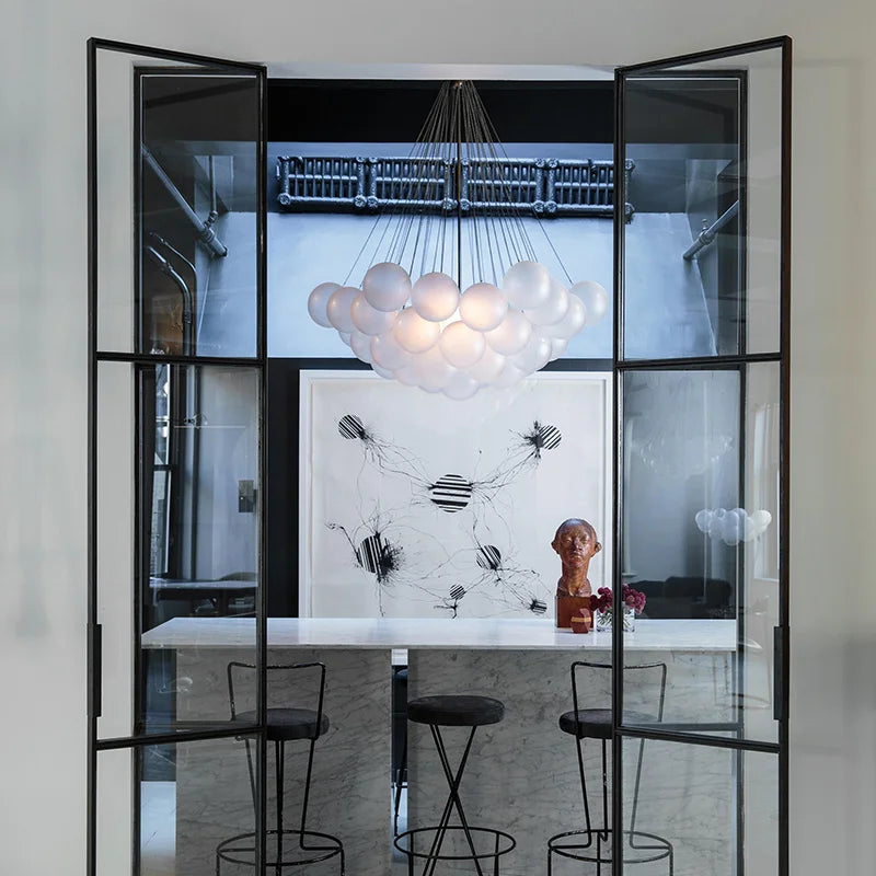 Modern bubble glass chandelier for bar and shop