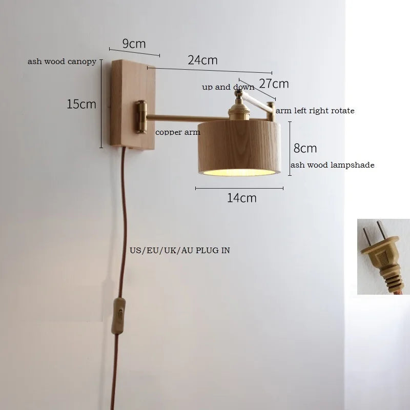 Ash and walnut wood LED wall light - vue 16 sur 23