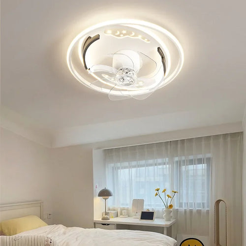 Modern Nordic ceiling light with silent integrated fan - vue 2 sur 10