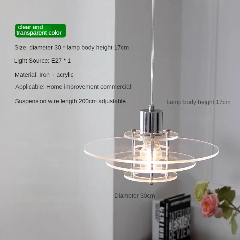 Acrylic LED pendant light for restaurants and clothing shops