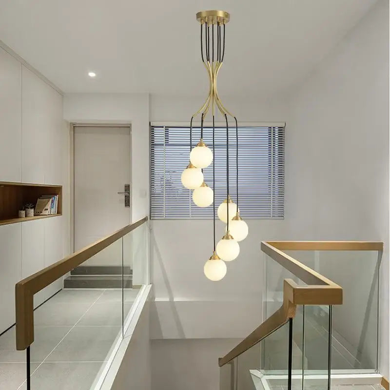 Art deco copper LED chandelier for elegant lighting