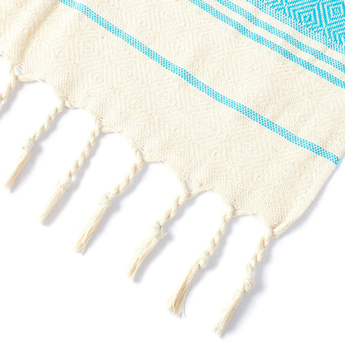Cotton jacquard diamond-pattern beach towel quick dry sport 100x180 cm - vue 6 sur 6