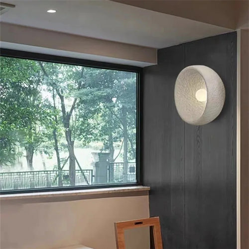 Japanese wabi sabi stone wall light for indoor decor - vue 4 sur 7
