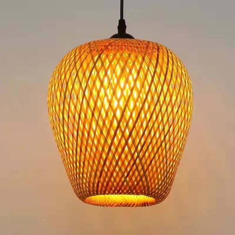 Bamboo rattan pendant light, straw ceiling chandelier, decorative art deco lighting