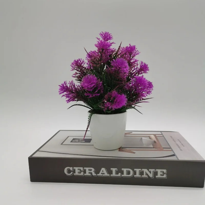 Artificial bonsai grass plant in decorative pot for office and garden