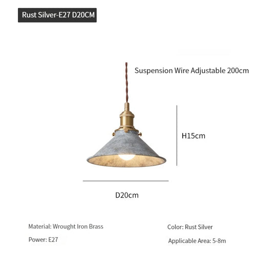 Vintage industrial loft pendant light with metal shade - vue 11 sur 12
