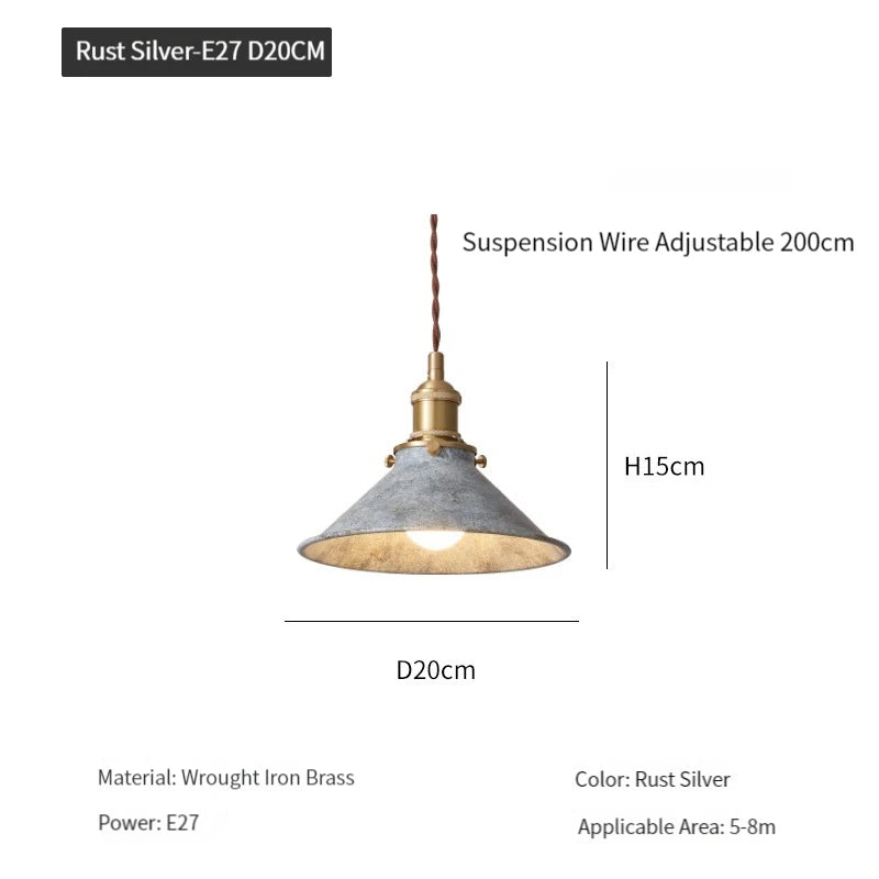 Vintage industrial loft pendant light with metal shade - vue 11 sur 12