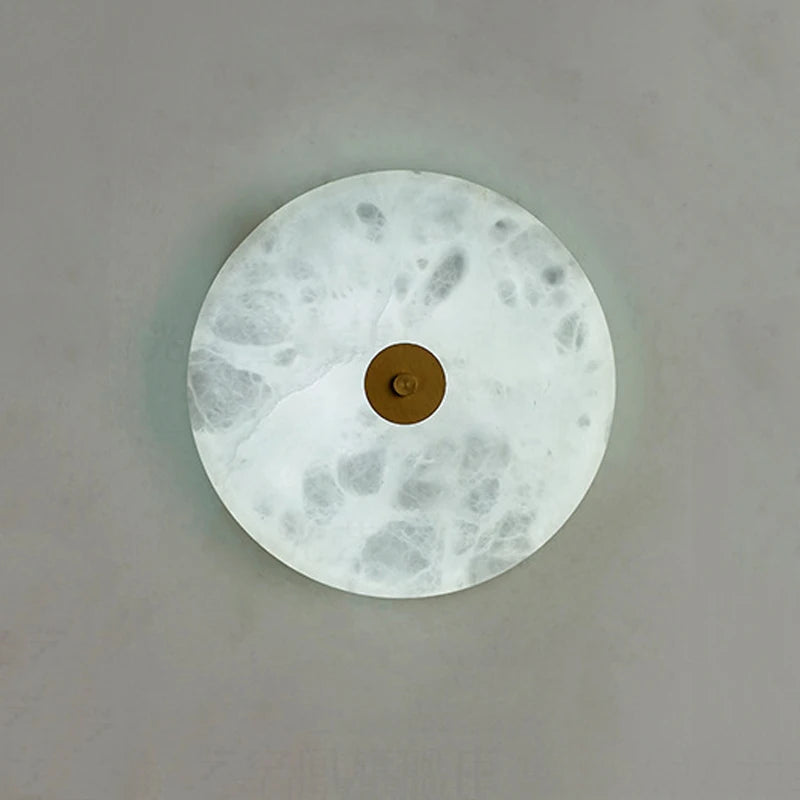Round marble wall light with backlight for hotel - vue 4 sur 9