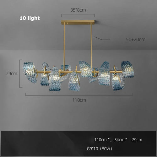 Modern blue glass pendant light for hallway, bar or bedroom - vue 17 sur 21