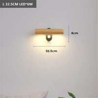 Minimalist nordic wooden rotating wall light with LED switch