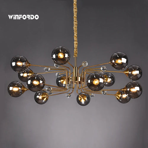 Modern LED chandelier with 10 globes decorative light - vue 2 sur 18