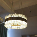 Modern crystal LED chandelier with adjustable height for home decor