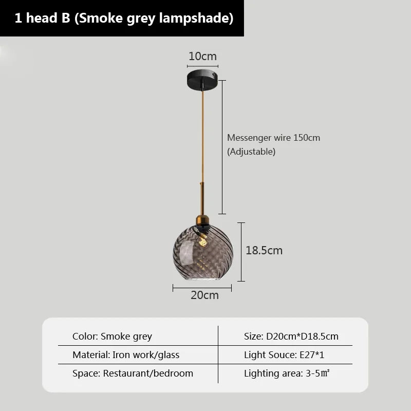 Modern glass pendant light for decorative indoor lighting - vue 21 sur 22