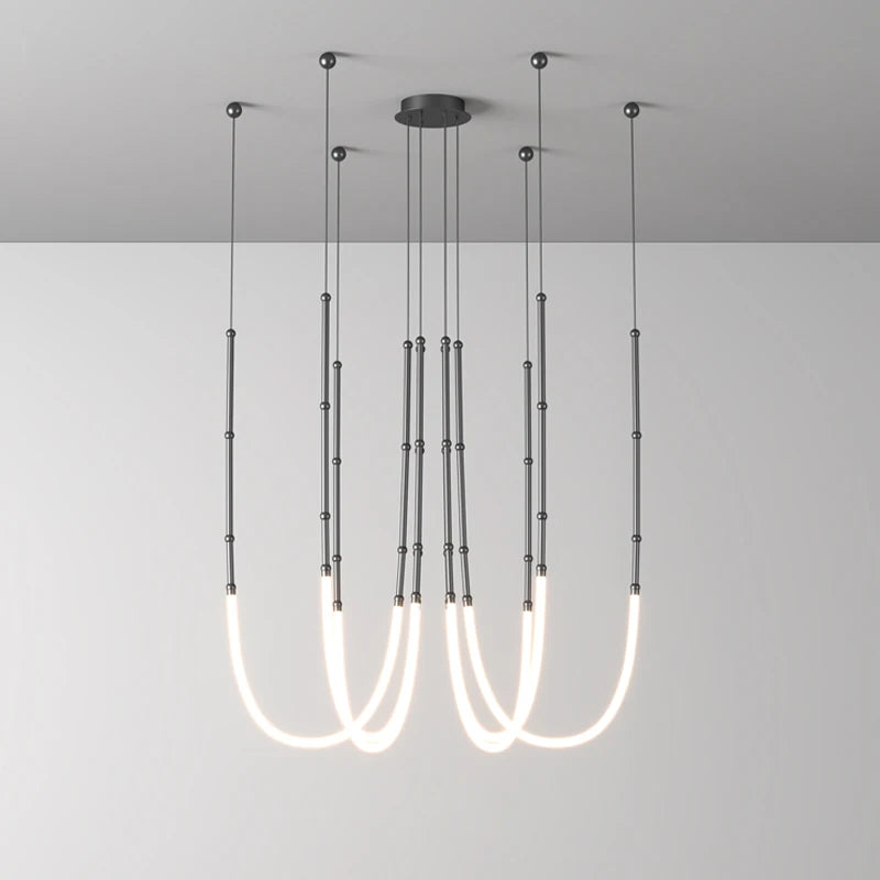 Art deco LED pendant chandelier - vue 4 sur 16