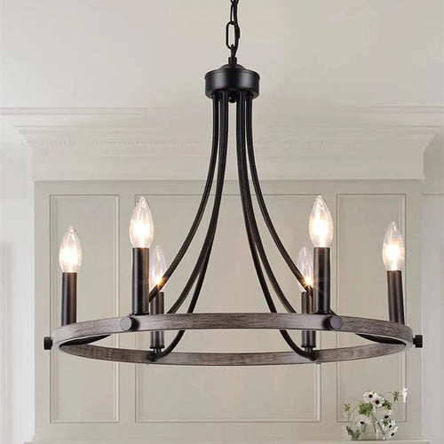 American wrought iron crystal chandelier ceiling light e14 LED candle 5-light indoor fixture - vue 2 sur 5