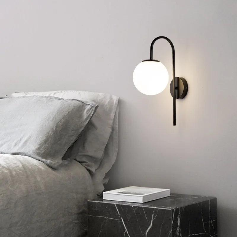 Creative LED wall light glass ball for living room corridor