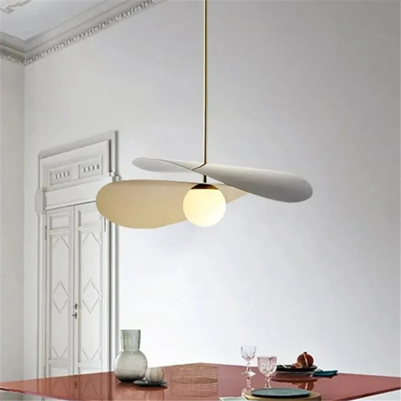 Loft style metal and fabric lotus pendant light