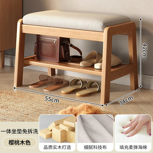 solid wood shoe bench for practical storage - vue 3 sur 9