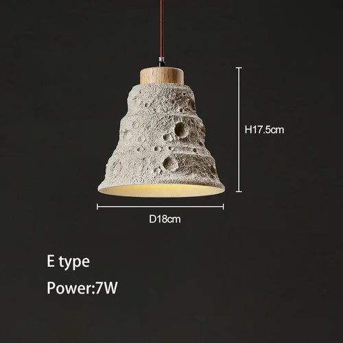 Wabi-sabi cement and travertine pendant light for interior decoration - vue 11 sur 14