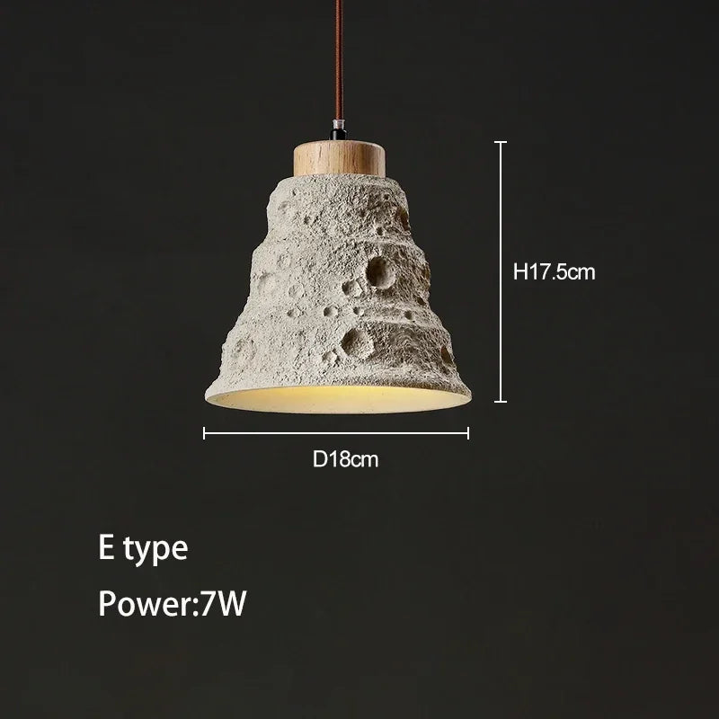Wabi-sabi cement and travertine pendant light for interior decoration - vue 10 sur 14