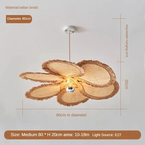 Minimalist woven grass floral chandelier for indoor use
