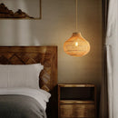 Woven rattan pendant light for creative indoor lighting