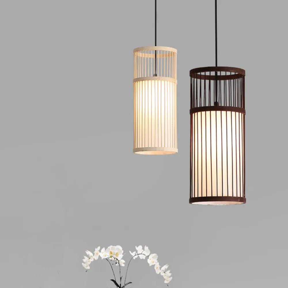 Handwoven bamboo rattan pendant light - vue 3 sur 8