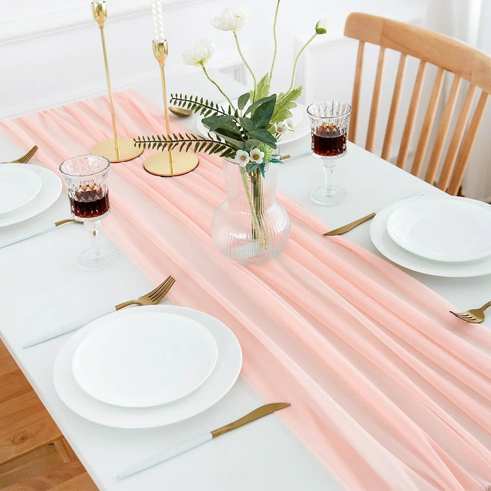 Set of 4 sheer chiffon table runners boho transparent