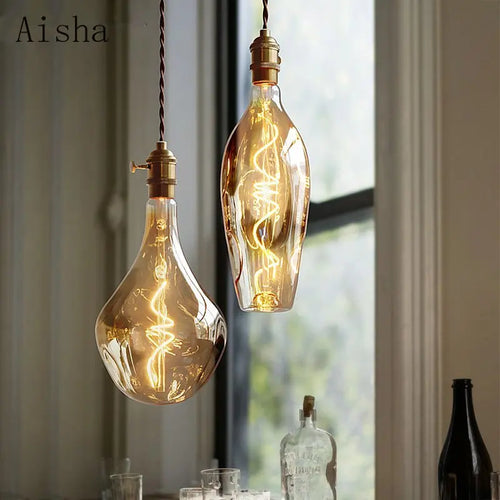 Retro glass pendant light in modern minimalist style - vue 6 sur 10