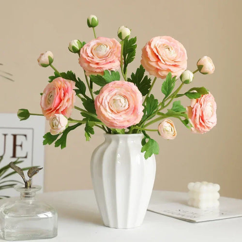 Realistic decorative silk lotus branch artificial flowers - vue 3 sur 12