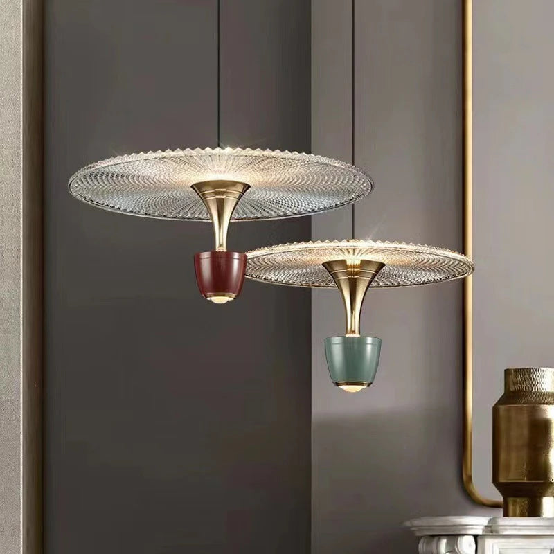 Modern minimalist water grain glass pendant light