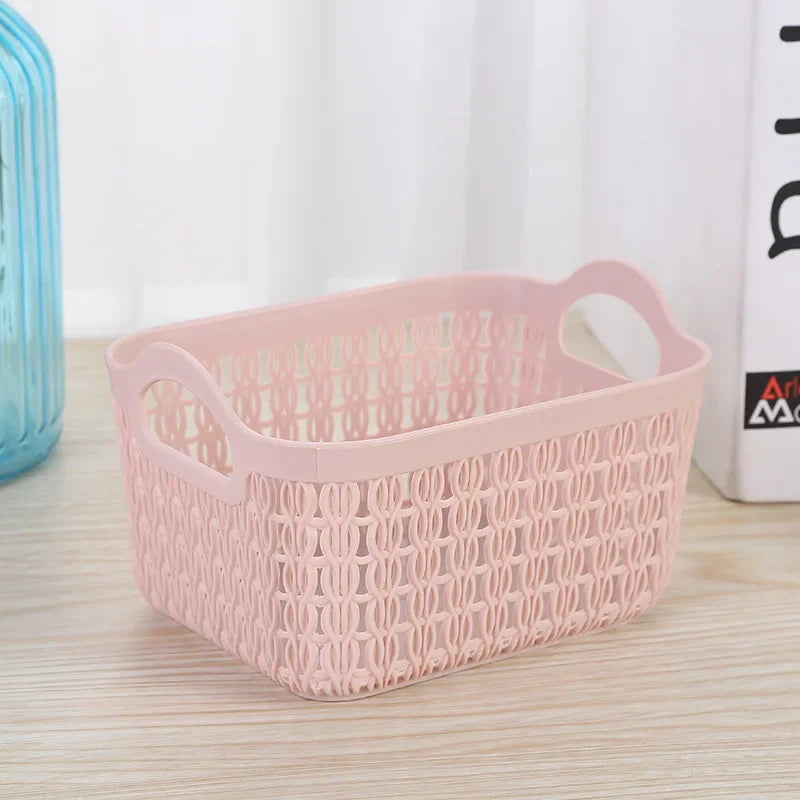 portable rattan and plastic storage basket for various items