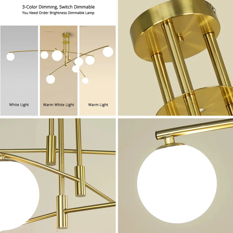 Modern glass chandelier nordic style for interior decor - vue 6 sur 12