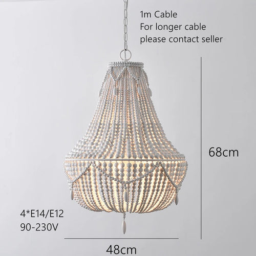Handmade bohemian solid wood pendant light - vue 6 sur 8