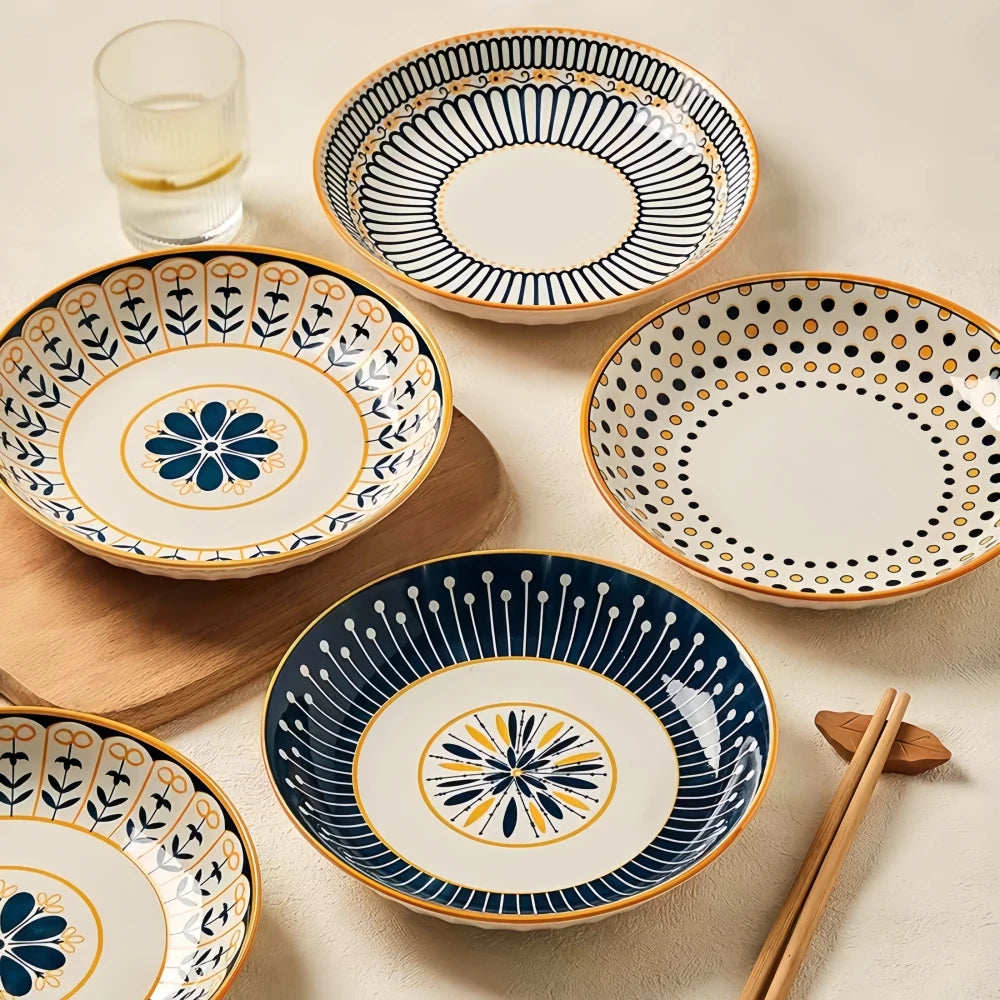 Set of 4 Japanese relief ceramic plates 20 cm