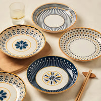 Set of 4 Japanese relief ceramic plates 20 cm